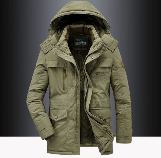 Men's Warm Military Parka – Fur-Lined Hooded Winter Jacket