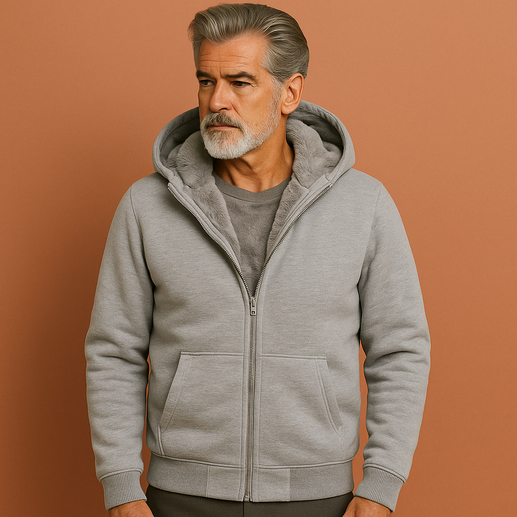 Men's Warm Winter Zip-Up Hoodie with Soft Lining