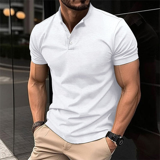 Image of Men's Band Collar Polo Shirt