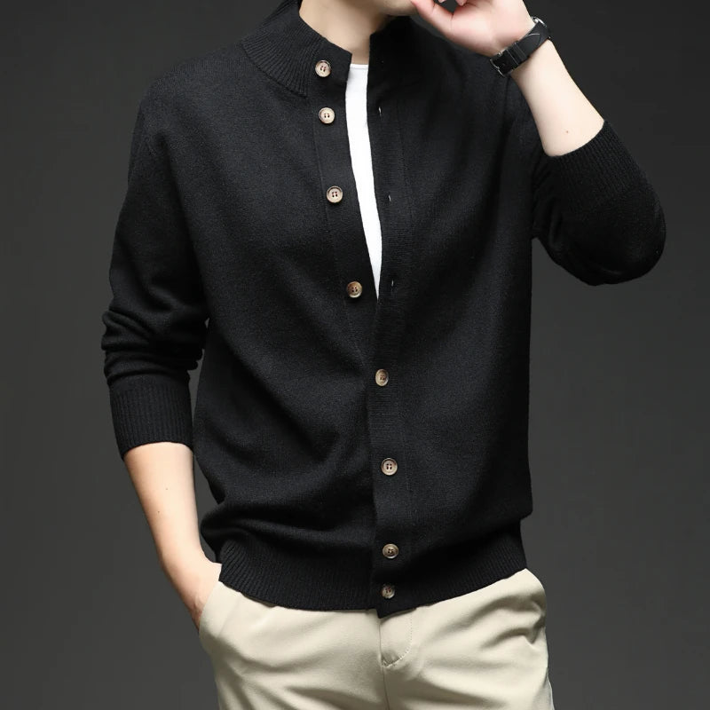 Image of Men's Button-Down Ribbed Knit Sweater