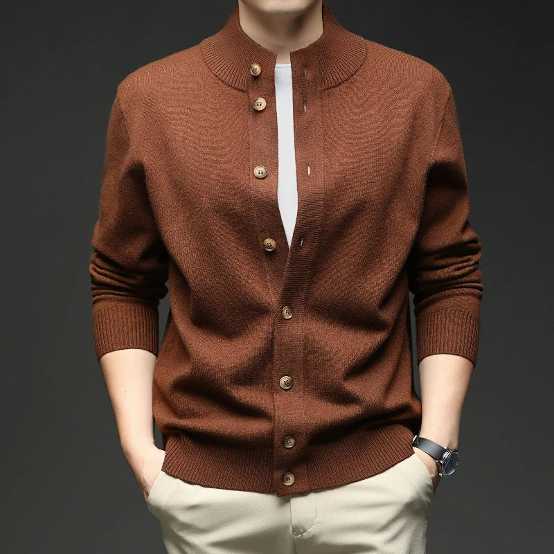 Image of Men's Button-Down Ribbed Knit Sweater