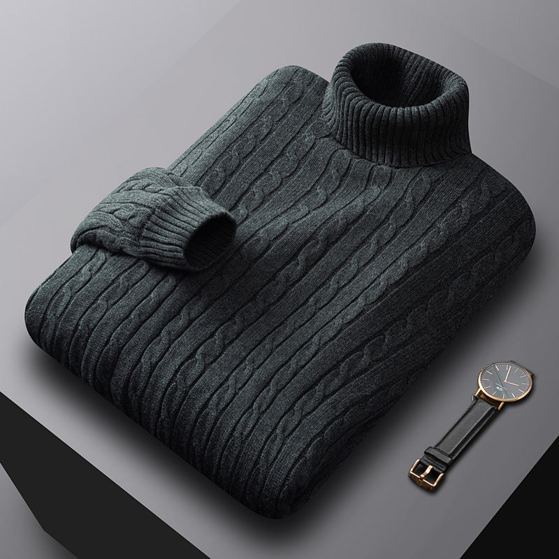 Image of Men's Cable Knit Turtleneck Sweater