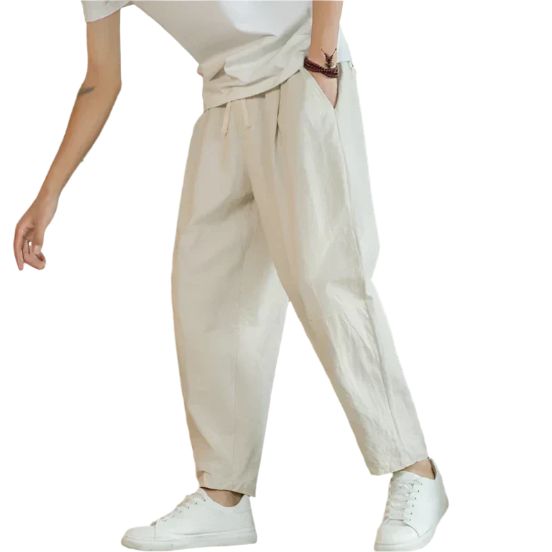 Image of Men's Cropped Drawstring Loose Fit Pants