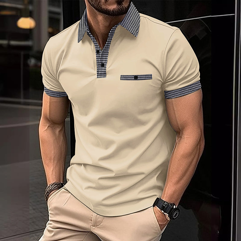 Image of Men's Houndstooth Trim Polo Shirt