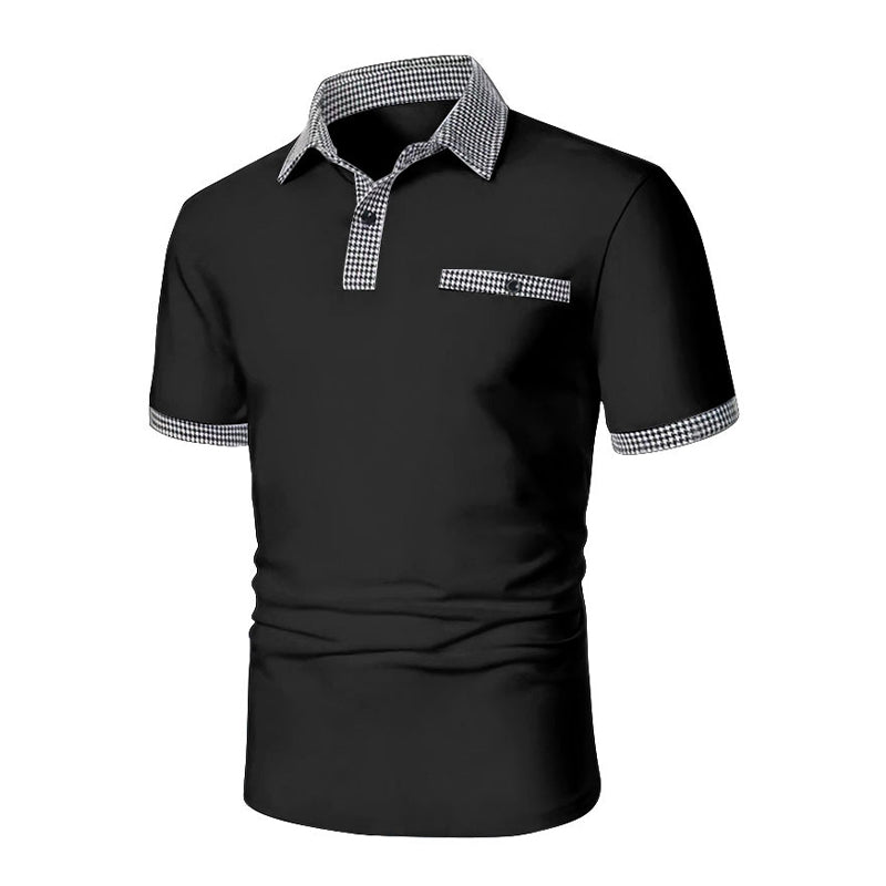 Image of Men's Houndstooth Trim Polo Shirt