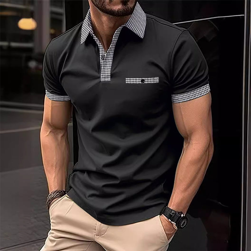 Image of Men's Houndstooth Trim Polo Shirt