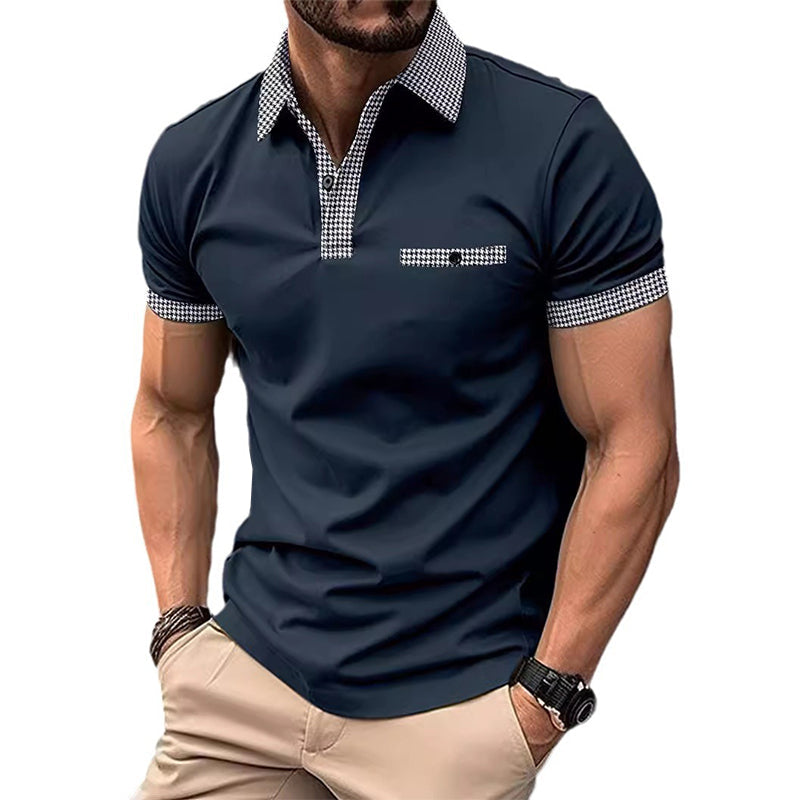 Image of Men's Houndstooth Trim Polo Shirt