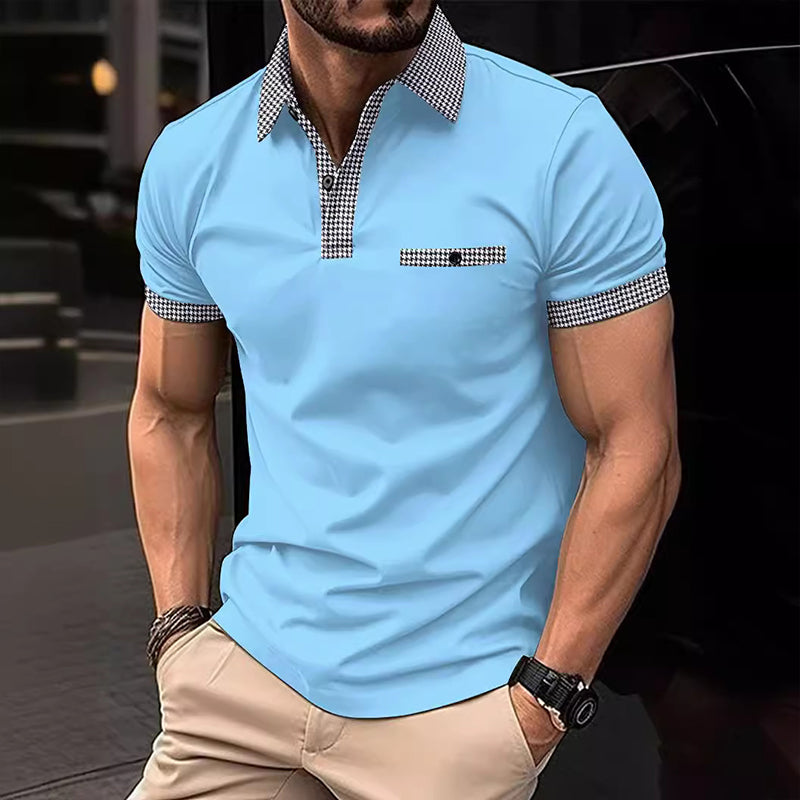 Image of Men's Houndstooth Trim Polo Shirt