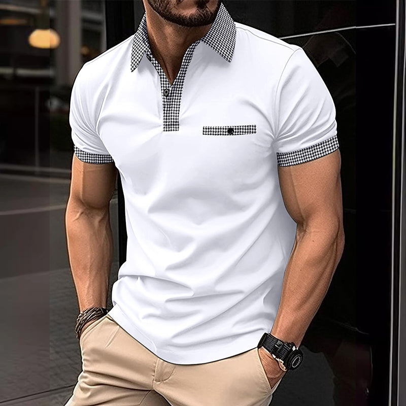 Image of Men's Houndstooth Trim Polo Shirt