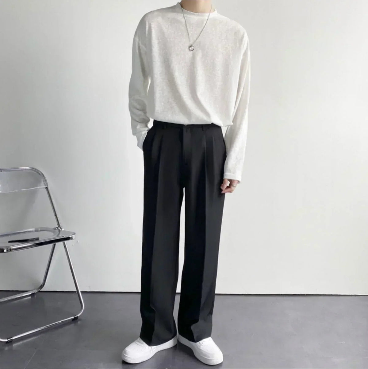 Image of Men's Pleated Wide Leg Dress Pants