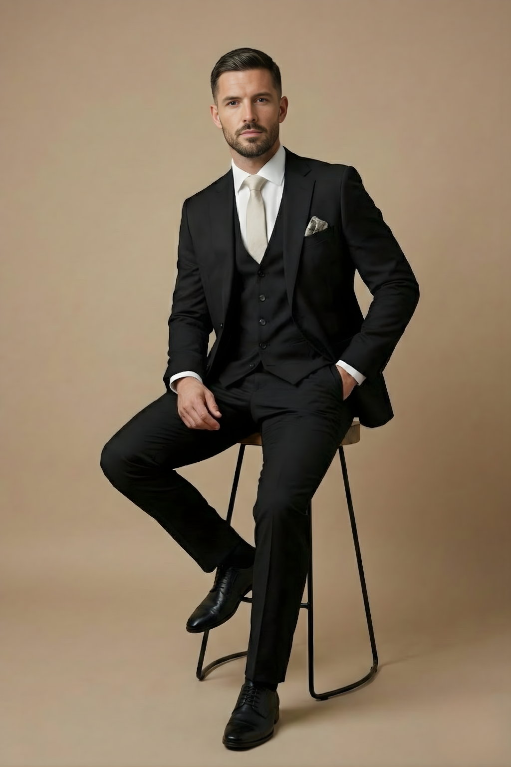 Image of Men's Slim-Fit Three-Piece Suit