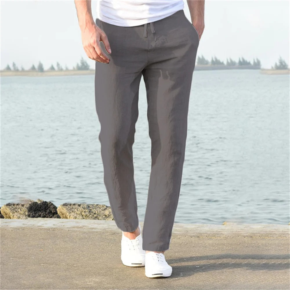 Image of Men's Straight Leg Drawstring Casual Pants