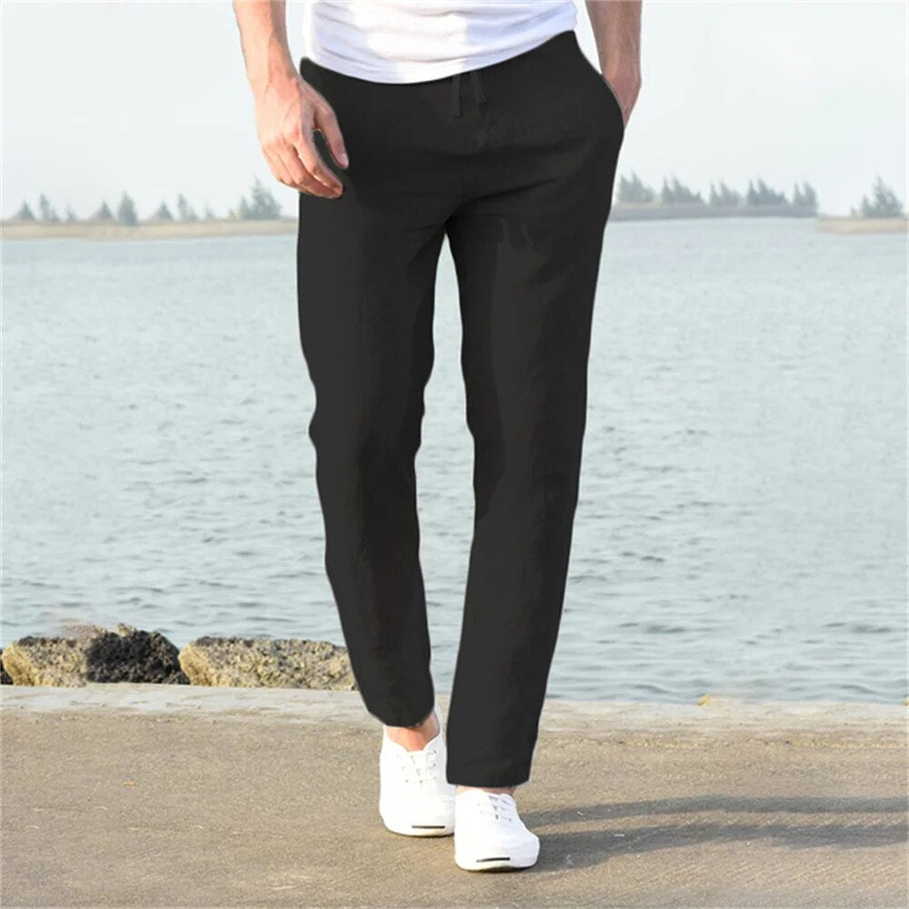 Image of Men's Straight Leg Drawstring Casual Pants