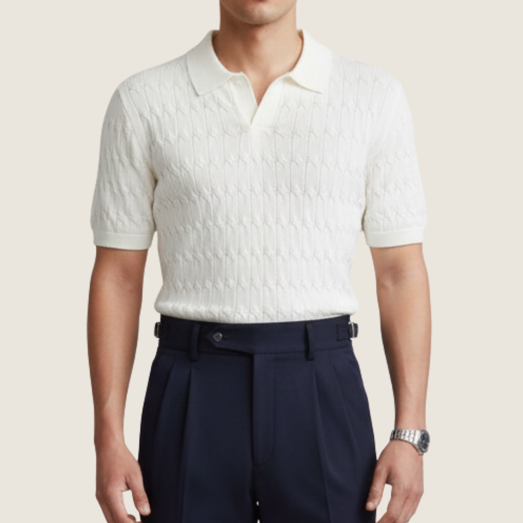 Image of Men's Textured Knit Polo Shirt