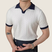 Men's Textured Short Sleeve Polo Shirt