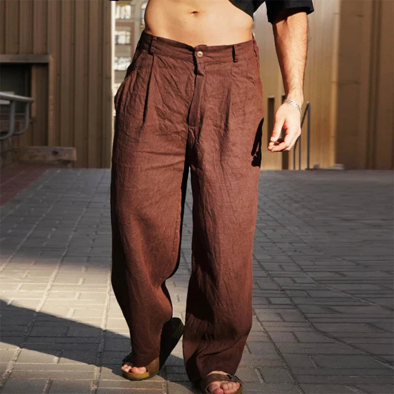 Image of Men's Wide Leg Pleated Casual Pants