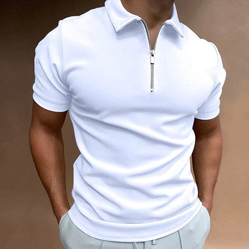 Image of Men's Zip Short Sleeve Polo Shirt