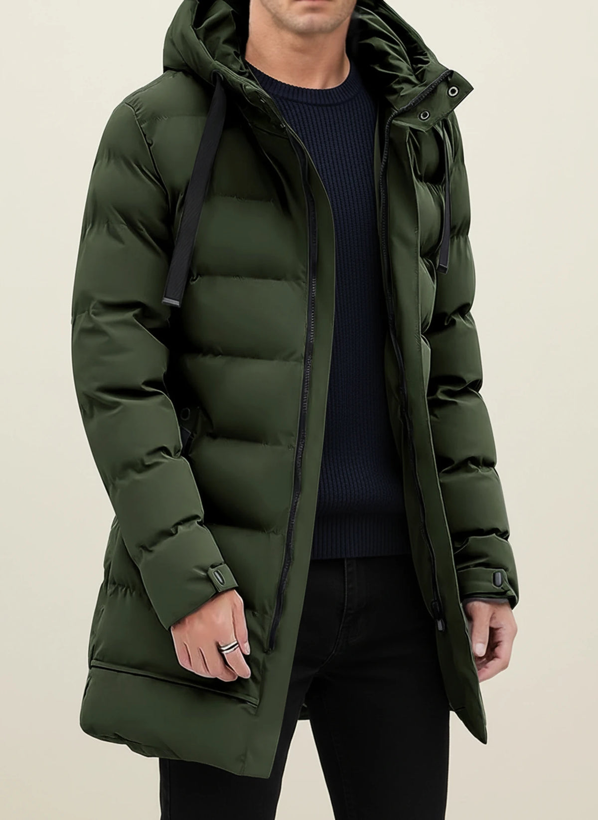 Men's Hooded Long Puffer Winter Jacket