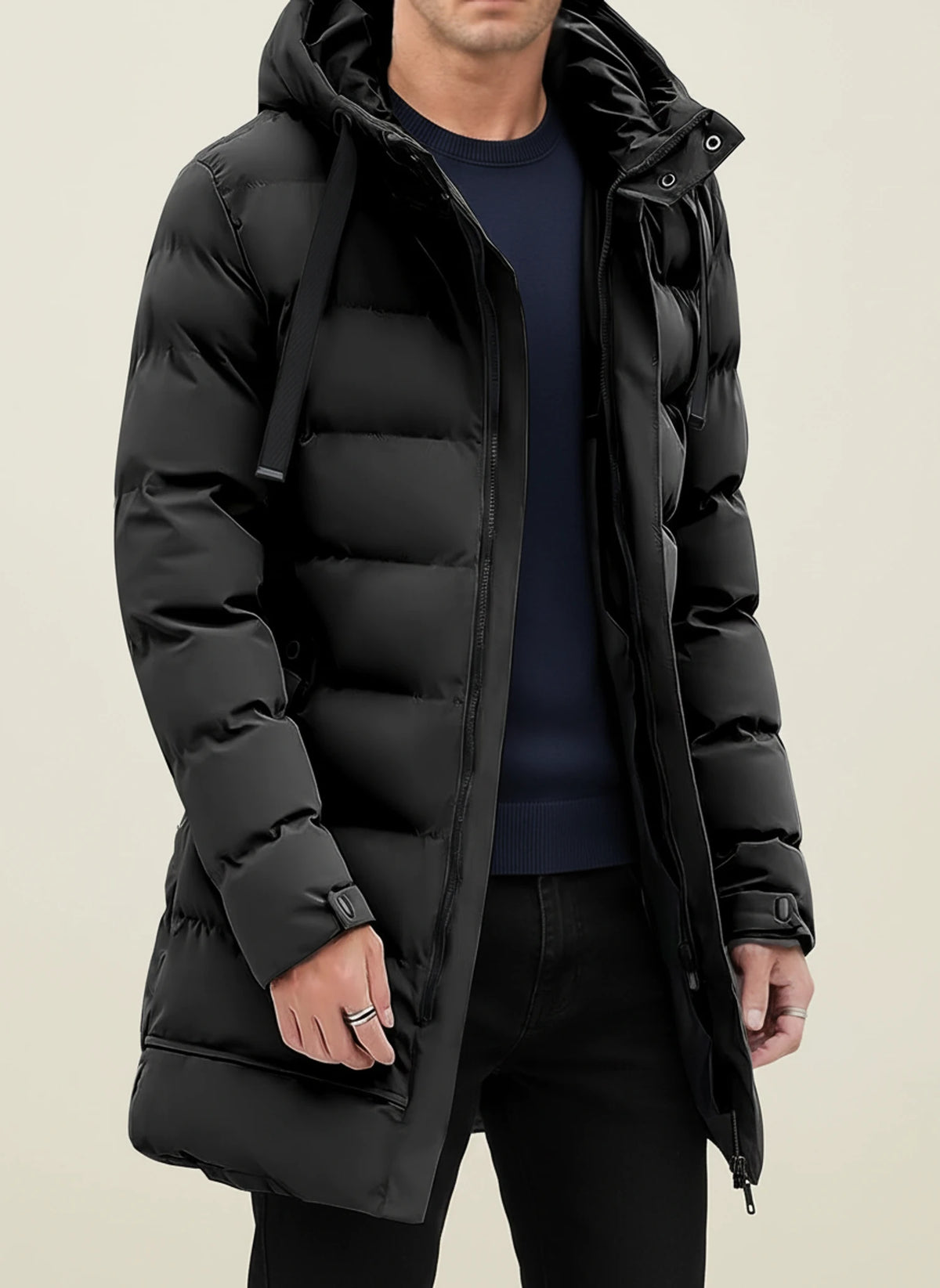 Men's Hooded Long Puffer Winter Jacket