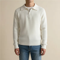 Men's Long-Sleeve Quarter Zip Polo Sweater