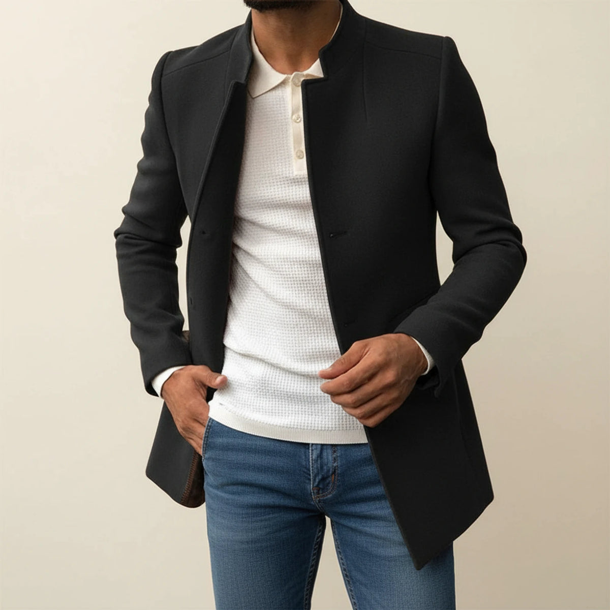 Men's Slim Fit Mandarin Collar Jacket