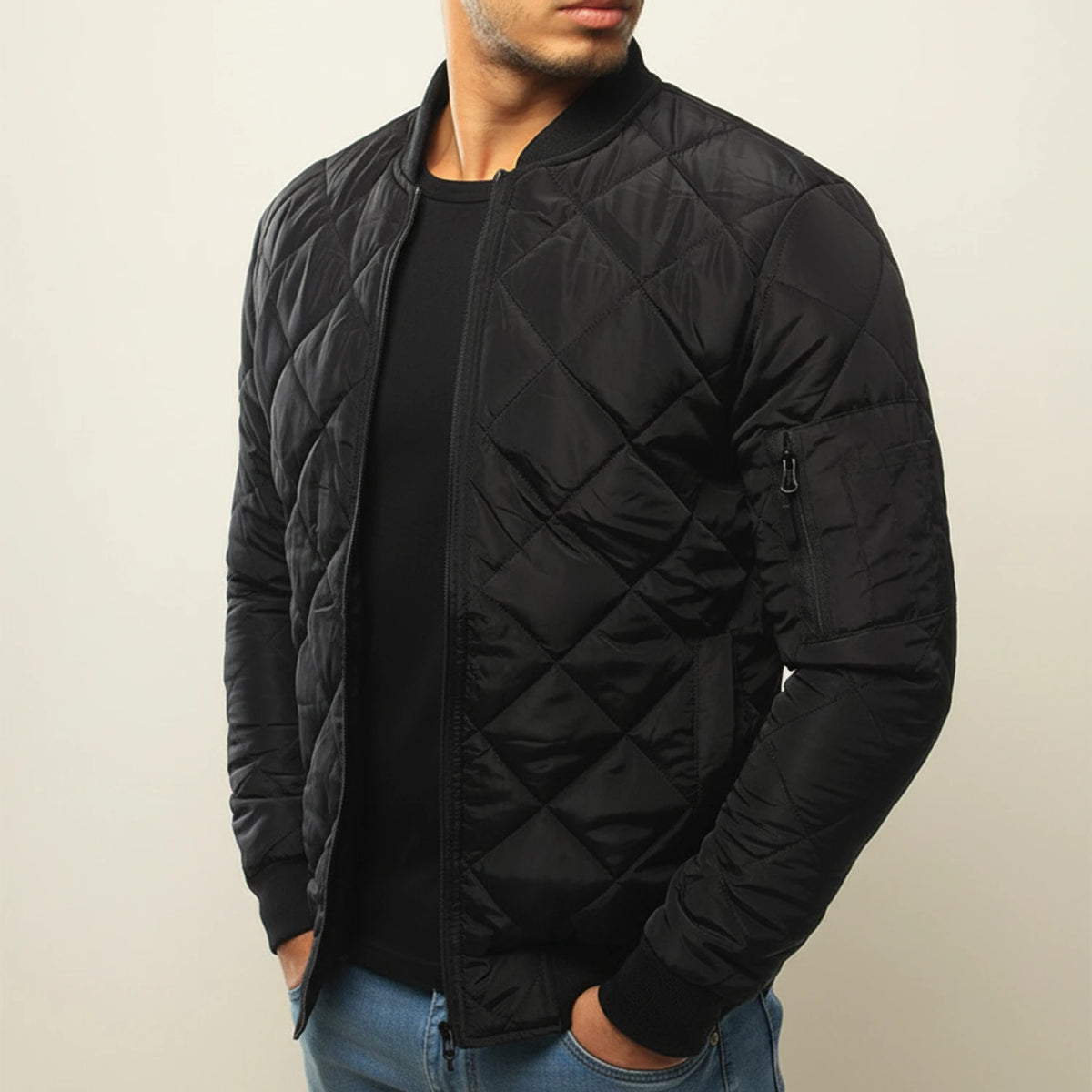 Men's Classic Quilted Bomber Jacket