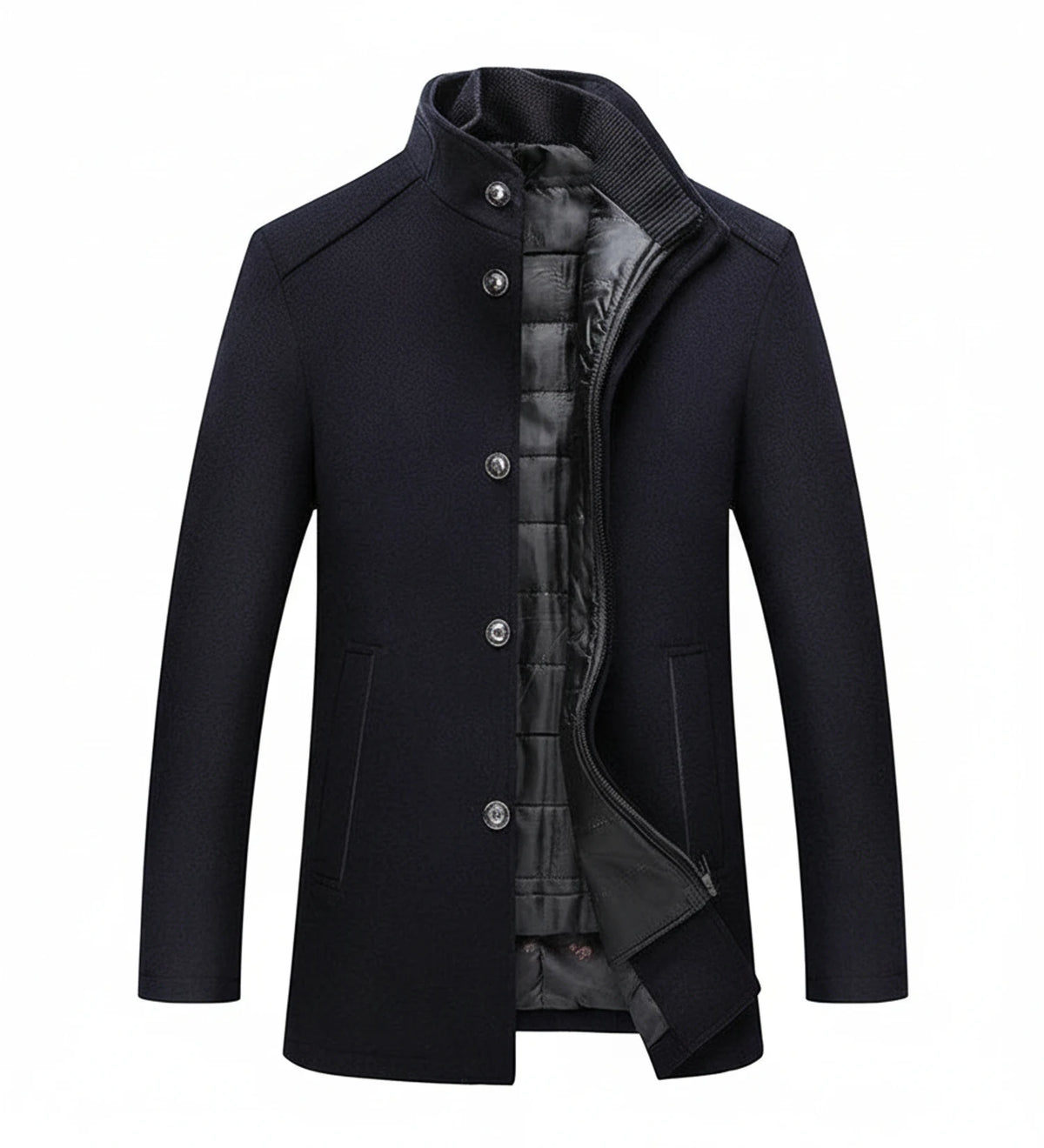 Men's Stand Collar Short Overcoat