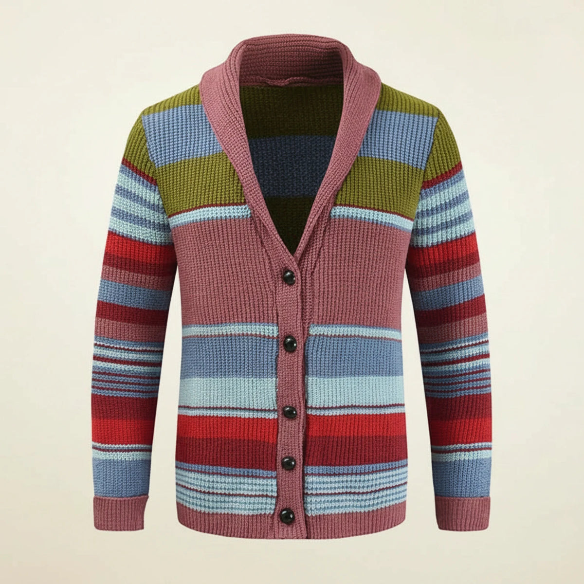 Men's Winter Striped Shawl Cardigan Sweater