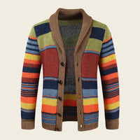 Men's Winter Striped Shawl Cardigan Sweater