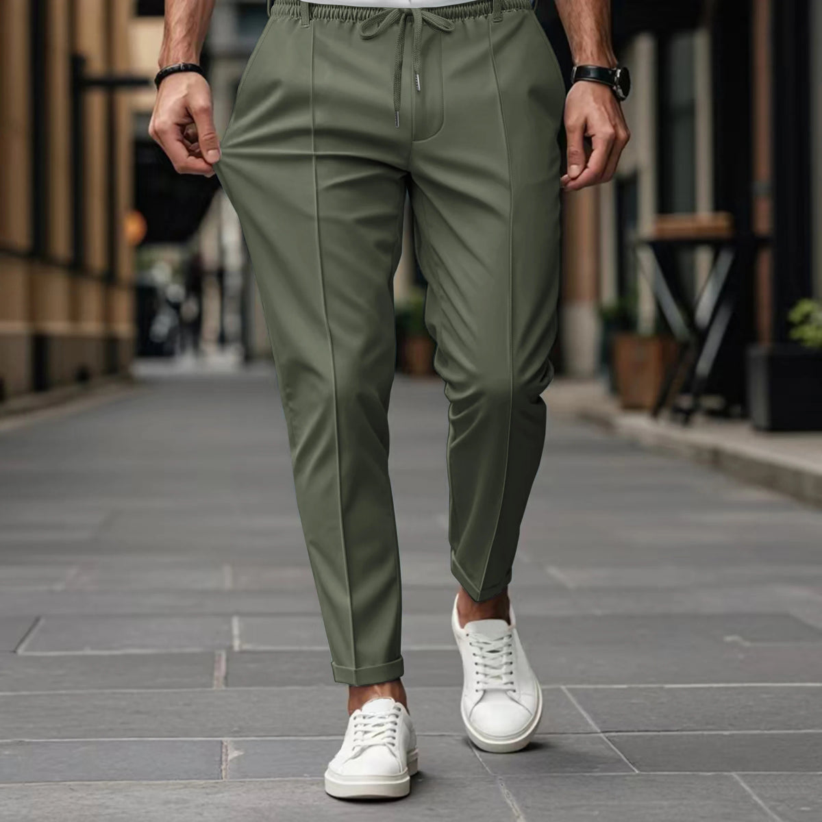 Men's Drawstring Straight Leg Pants - Image 1