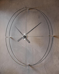 Modern Large Wall Clock with Brown Hands – Minimalist Wall Clock for Living Room 60x78 cm