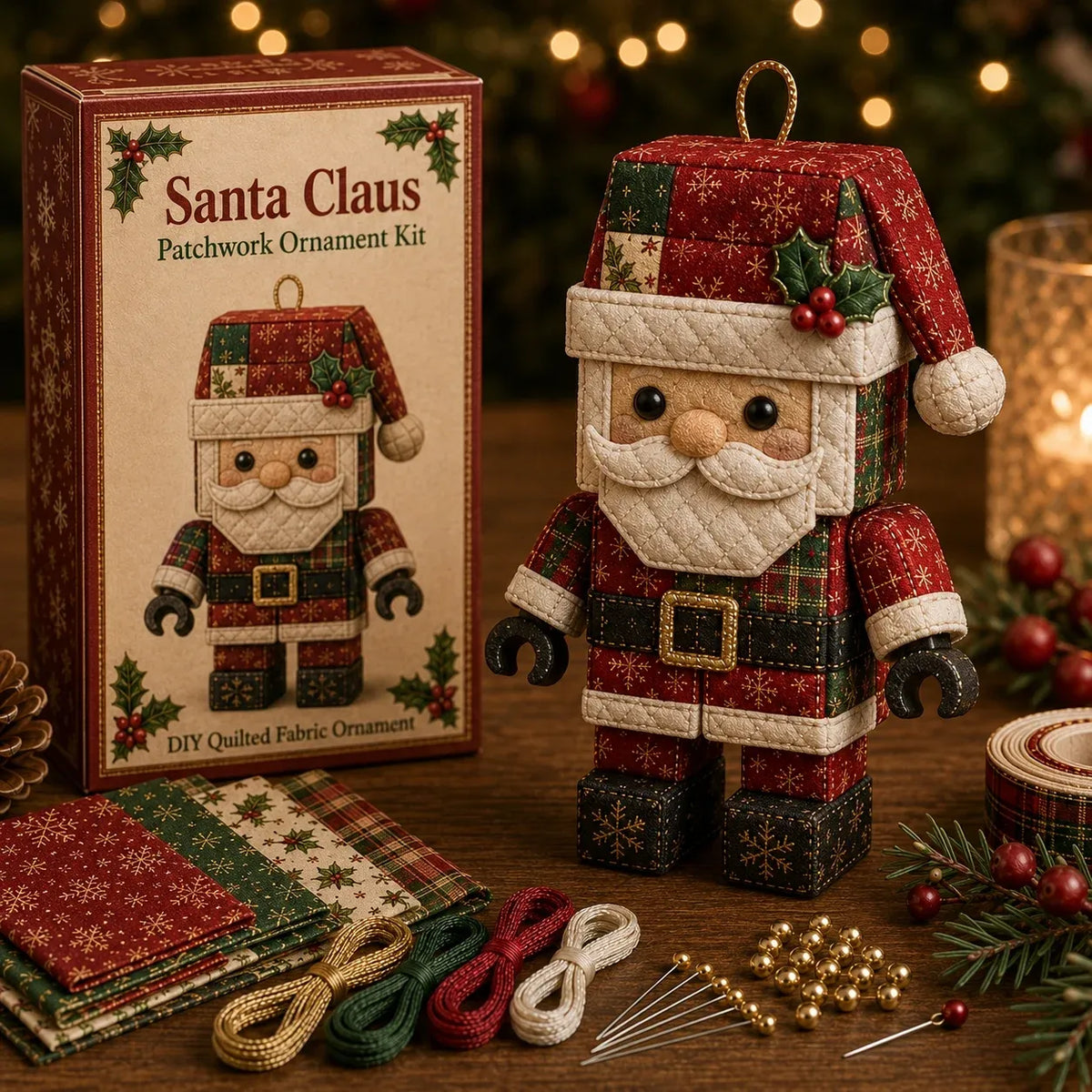 No-Sew Patchwork Santa Ornament Kit