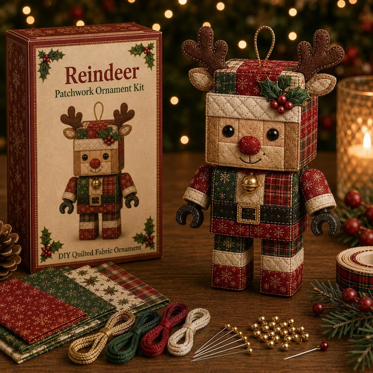 No-Sew Patchwork Santa Ornament Kit