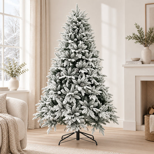 Nordic Snow Flocked Christmas Tree with Pine Cones