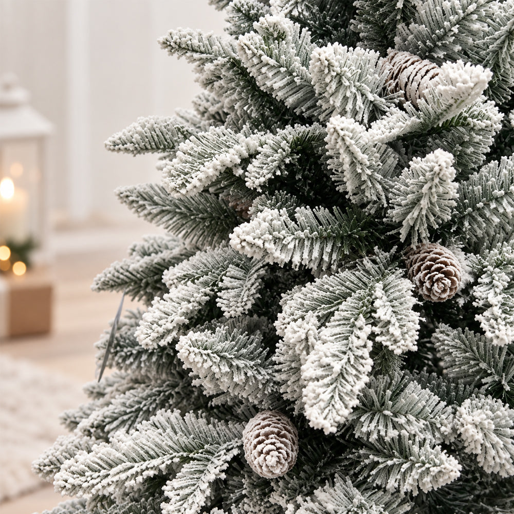 Nordic Snow Flocked Christmas Tree with Pine Cones