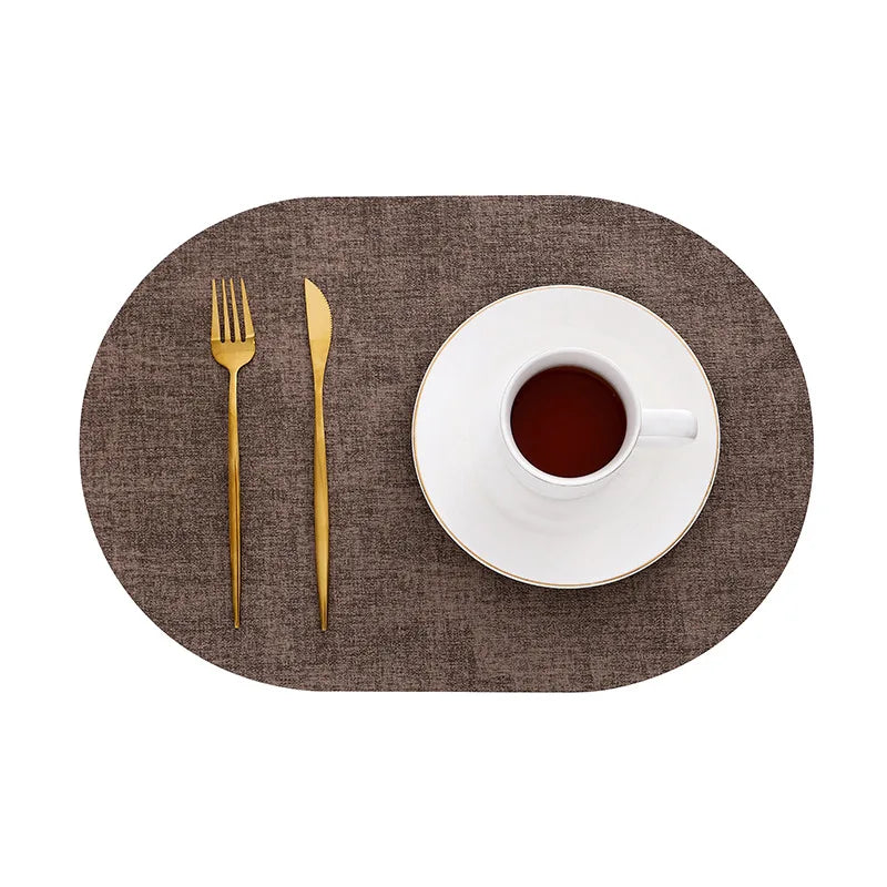 Oval Faux Leather Placemats - Heat-Resistant and Non-Slip