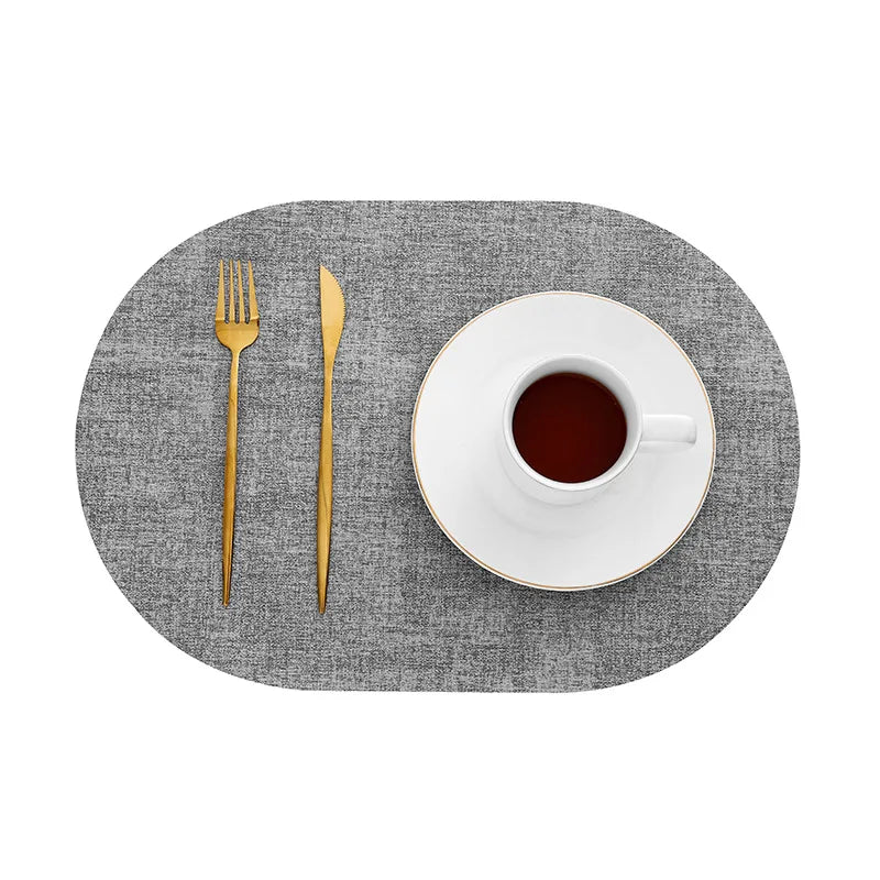 Oval Faux Leather Placemats - Heat-Resistant and Non-Slip