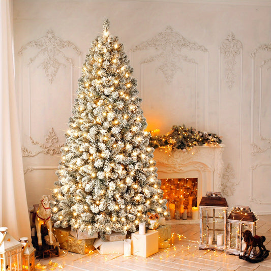 Pre-Lit Flocked Artificial Christmas Tree - Classic Design