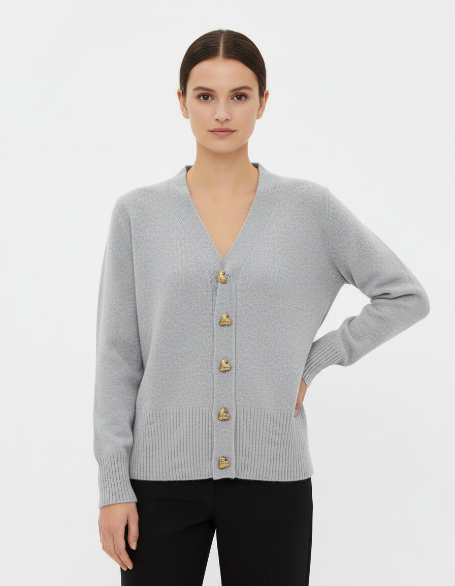 Women's Button-Front V-Neck Cardigan