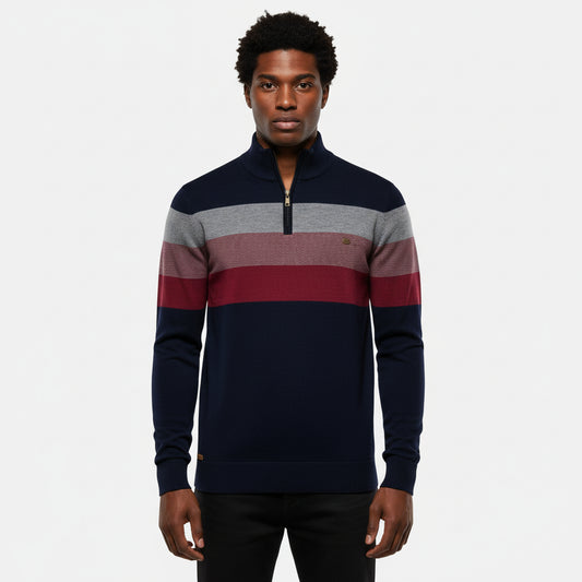 Men's Quarter-Zip Striped Sweater 