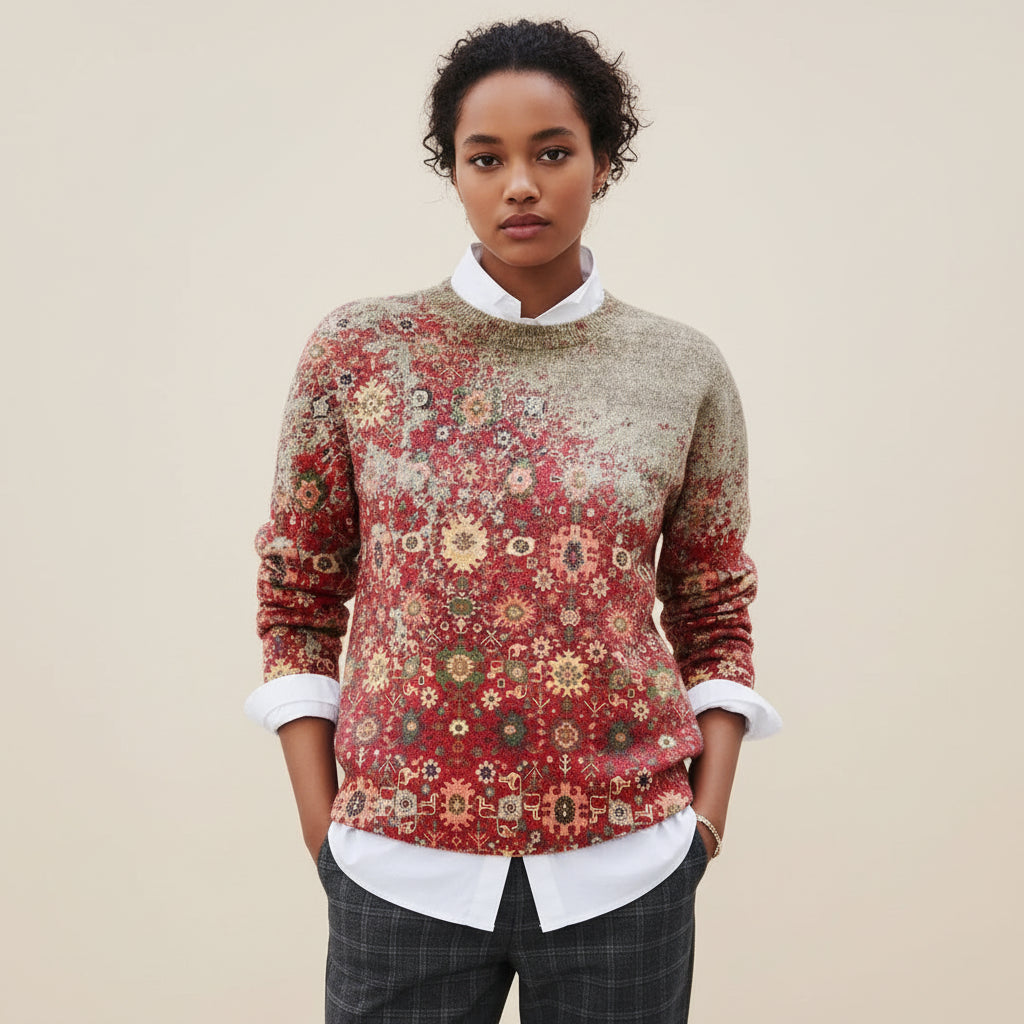 Women's Printed Crewneck Sweater 