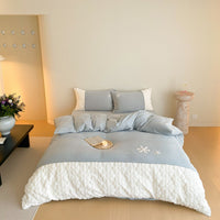 Reversible Bedding Set with Sherpa Quilting and Snowflake Embroidery