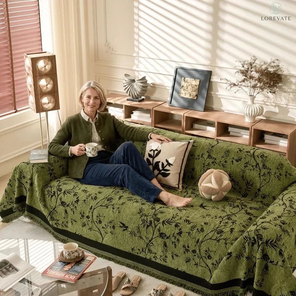 Reversible Chenille Sofa Slipcover, Durable Protection