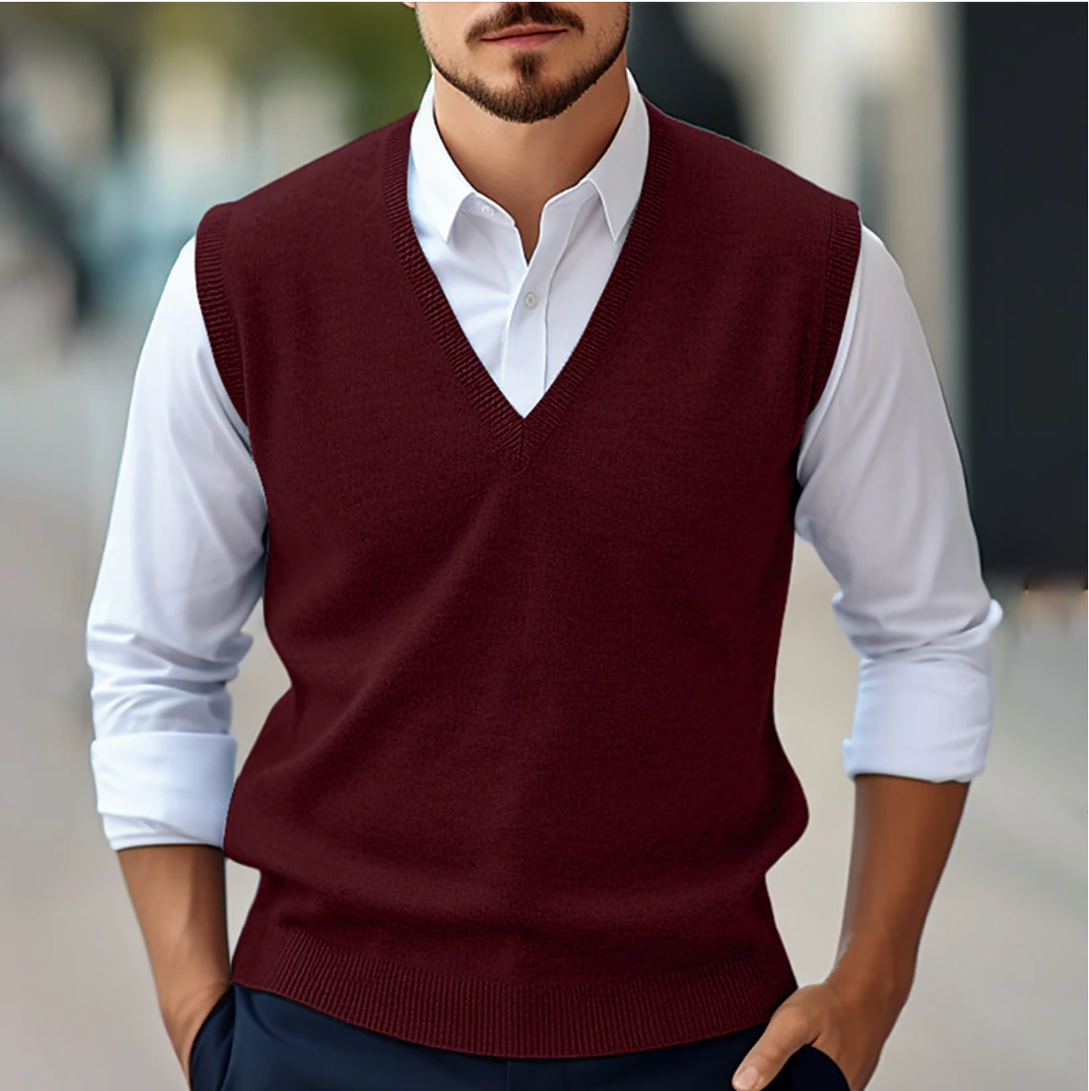 Sleeveless V-Neck Sweater Vest