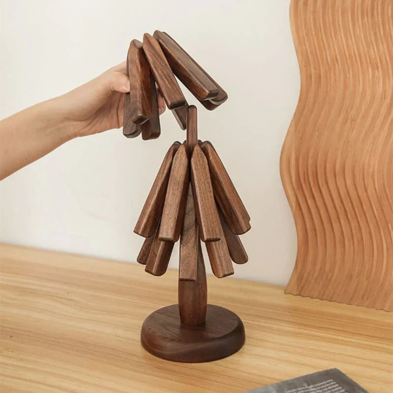 Tree-Shaped Walnut Table Trivet
