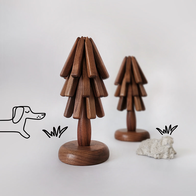 Tree-Shaped Walnut Table Trivet