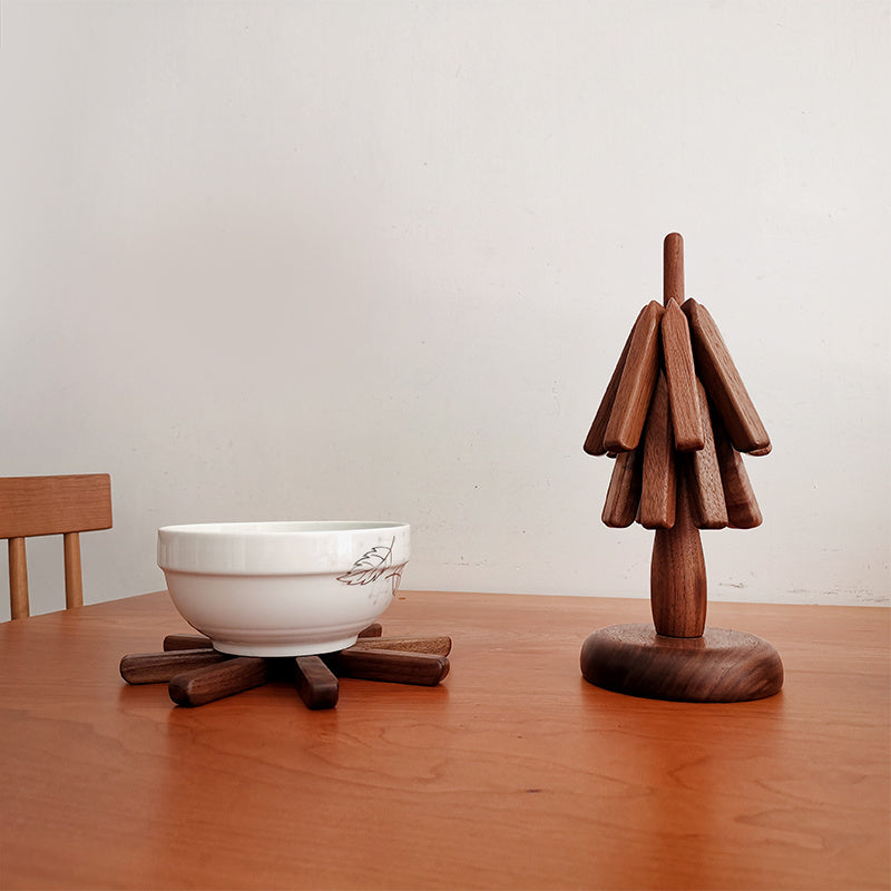 Tree-Shaped Walnut Table Trivet