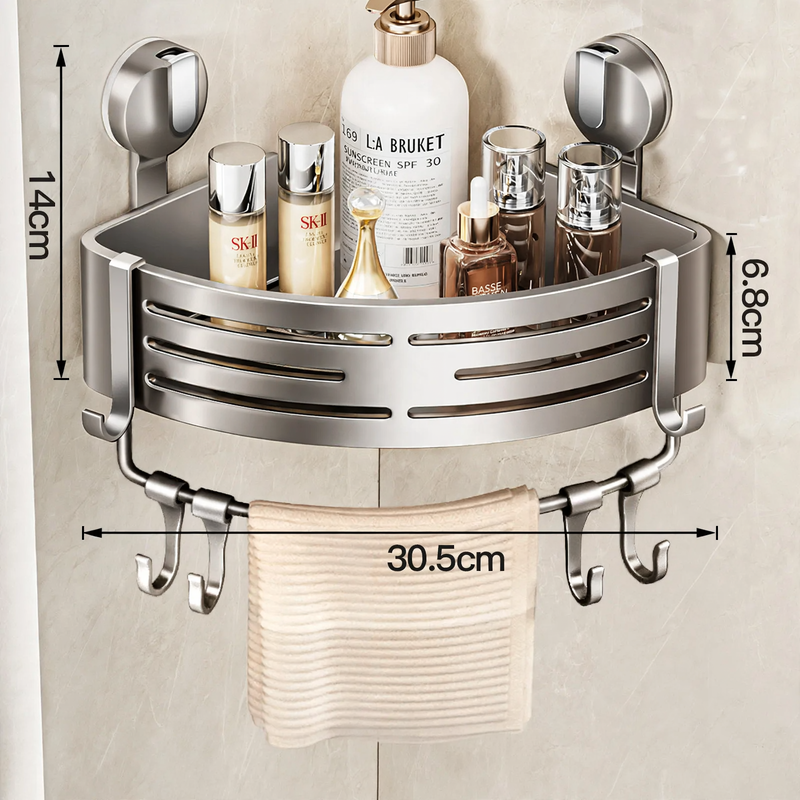 Triangular Bathroom Corner Shelf with Suction Cups