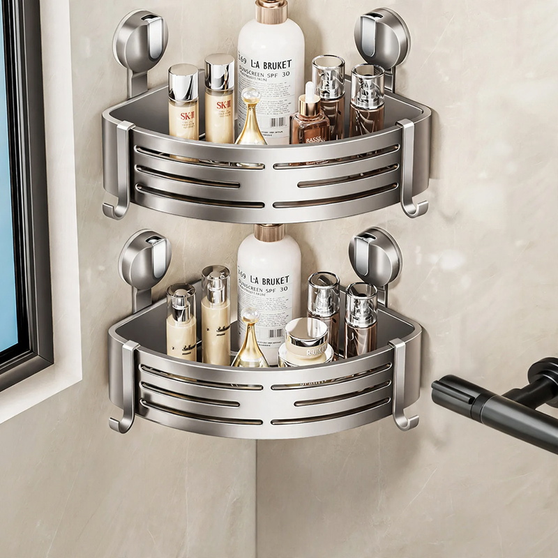 Triangular Bathroom Corner Shelf with Suction Cups
