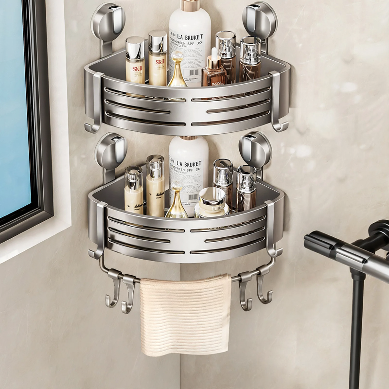 Triangular Bathroom Corner Shelf with Suction Cups